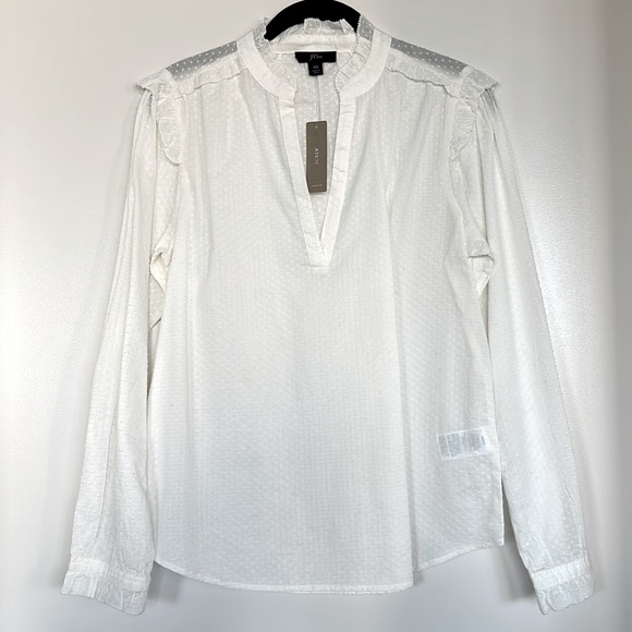 NWT Swiss dot and ruffled J Crew blouse - Picture 1 of 3